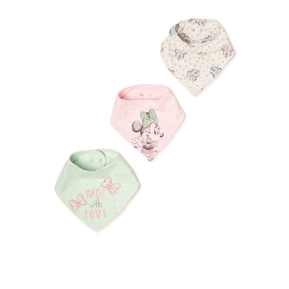 Disney Minnie Mouse 3 Pack Baby Girl Bibs Drool Bandana Fabric - Picture 1 of 6